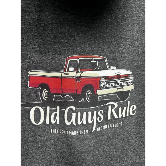 Old Guys Rule Truck Mens Charcoal Gray Zip up Hoodie Jacket Large 50/50 Cotton - Picture 6 of 8